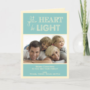 Teal and Cream Holiday Photo Greeting Card