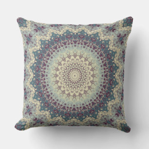 Teal and Cream Mandala Pattern Design Cushion