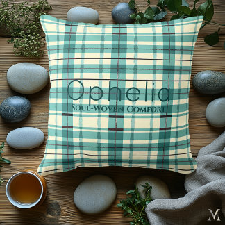 Teal and Cream Plaid | Custom Cosy Tartan Accent Cushion