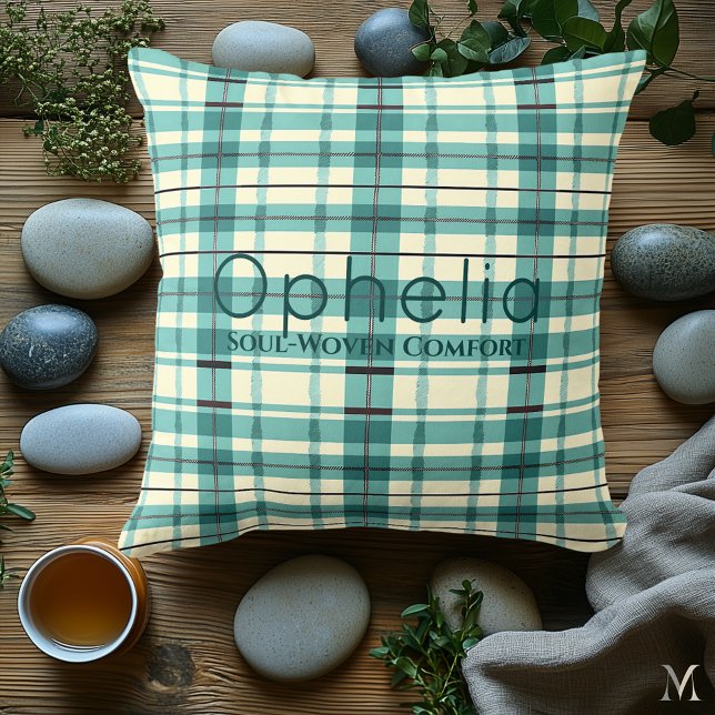 Teal and Cream Plaid | Custom Cosy Tartan Accent  Cushion (Creator Uploaded)