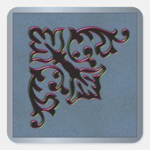 Teal and Crimson Metallic Wedding Square Sticker