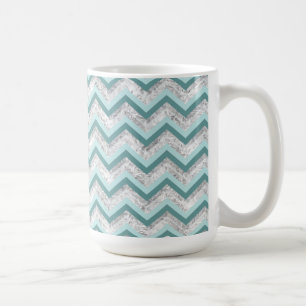 Teal and Crystal Zigzag Pattern Coffee Mug