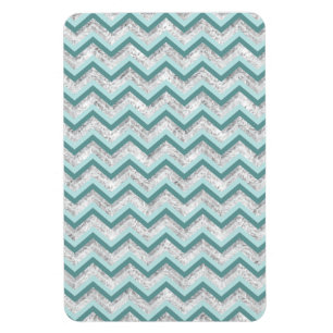Teal and Crystal Zigzag Pattern Magnet