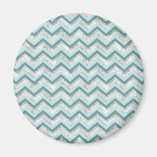 Teal and Crystal Zigzag Pattern Magnet