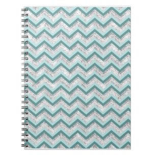 Teal and Crystal Zigzag Pattern Notebook