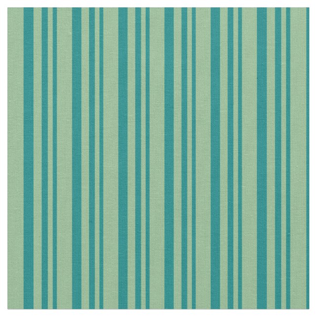 Teal and Dark Sea Green Coloured Lined Pattern Fabric (Close Up)