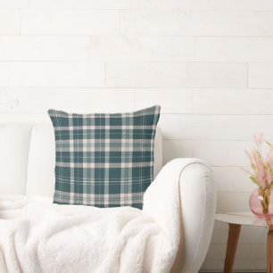 Teal and Earth tones Neutral plaid design Cushion