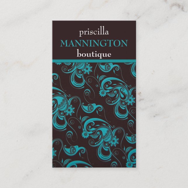 Teal and Espresso Modern Business Profile Card (Front)