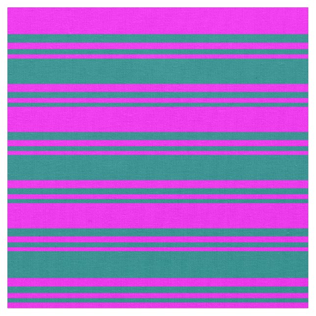 Teal and Fuchsia Coloured Lined/Striped Pattern Fabric (Close Up)