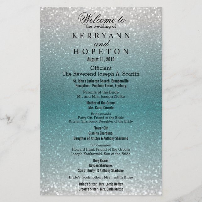 Teal and Glitter - Program (Front)