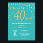 Teal and Gold 40th Birthday Diamond Invitation<br><div class="desc">40th Birthday Invitation with Teal and Gold Glitter Diamond Background. Gold Confetti. Adult Birthday. Male Men or Women Birthday. For further customisation,  please click the "Customise it" button and use our design tool to modify this template.</div>