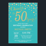 Teal and Gold 50th Birthday Diamond Invitation<br><div class="desc">50th Birthday Invitation with Teal and Gold Glitter Diamond Background. Gold Confetti. Adult Birthday. Male Men or Women Birthday. For further customisation,  please click the "Customise it" button and use our design tool to modify this template.</div>