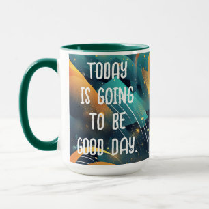 Teal and Gold Abstract with Quote Mug