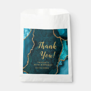 Teal and Gold Agate Birthday Thank You Favour Bag