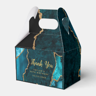Teal and Gold Agate Birthday Thank You Favour Box