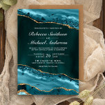 Teal and Gold Agate Marble Wedding Invitation<br><div class="desc">Invite your guests with this elegant wedding invite featuring a beautiful gemstone design with faux gold glitter accents. Simply add your event details on this easy-to-use template to make it a one-of-a-kind invitation.</div>