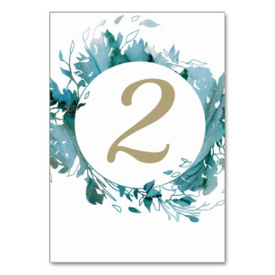 Teal and gold Agate Watercolor  Table Number