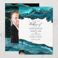 Teal and Gold Agate Wedding Photo