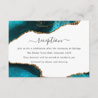 Teal and Gold Agate Wedding Reception
