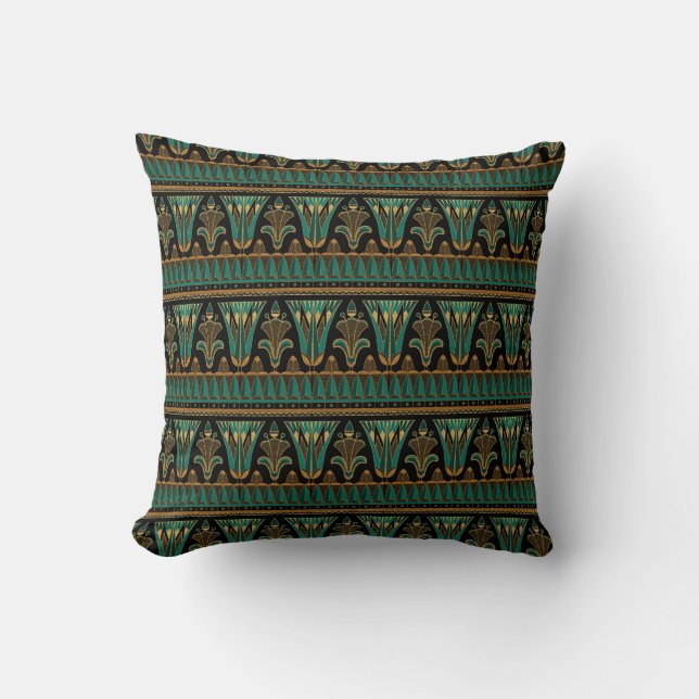 Teal and Gold Art Deco Cushion (Front)