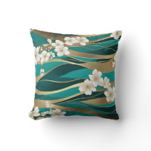 Teal And Gold Blossoms