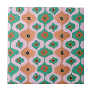 Teal and Gold Ceramic Tile