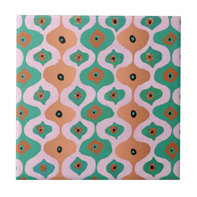 Teal and Gold  Ceramic Tile (Front)