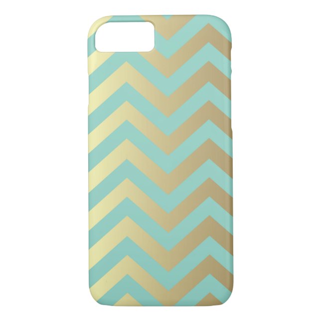 Teal and Gold Chevron iPhone 7 Case (Back)