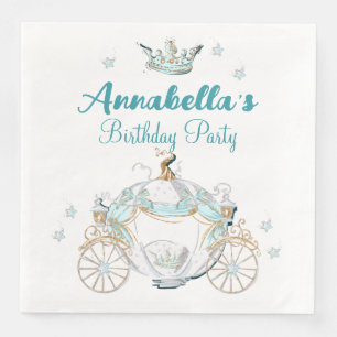 Teal and Gold Cinderella Princess Carriage Napkin