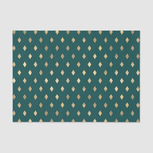 Teal and Gold Diamond Tissue Paper (Front)