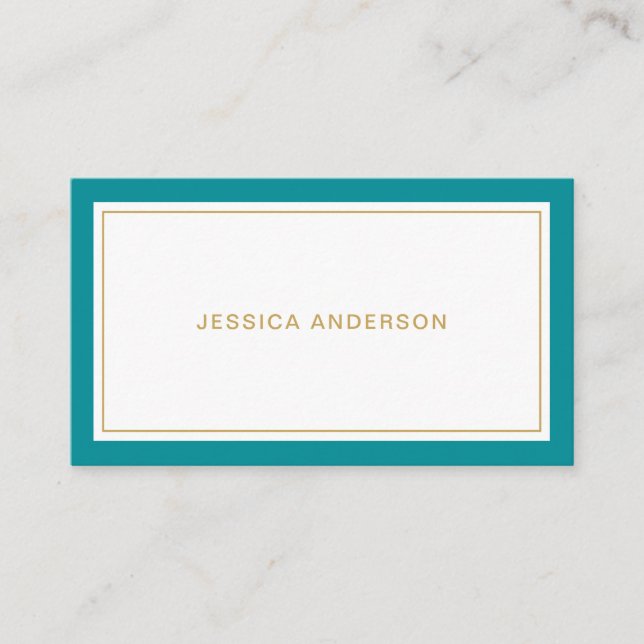 Teal And Gold Elegant Feminine Business Card (Front)