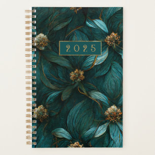 Teal and Gold Floral Pattern Planner