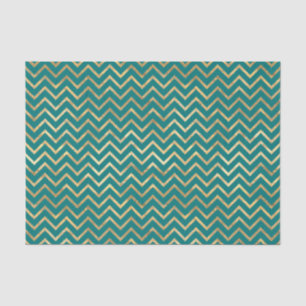 Teal and Gold Foil Chevron Tissue Paper
