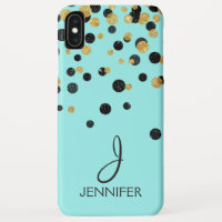 Teal and Gold Foil Girly Confetti Monogram