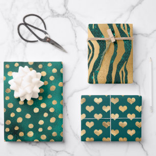 Teal and Gold Glam Wrapping Paper Sheet