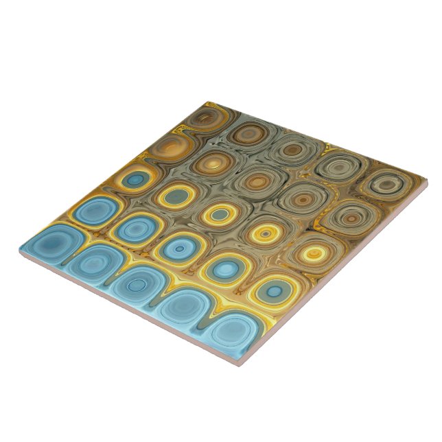 Teal and Gold Glass Blocks Ceramic Tile (Side)