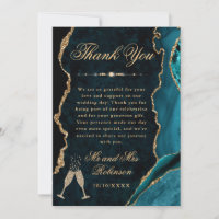 Teal and Gold Glitter Agate & Marble Wedding