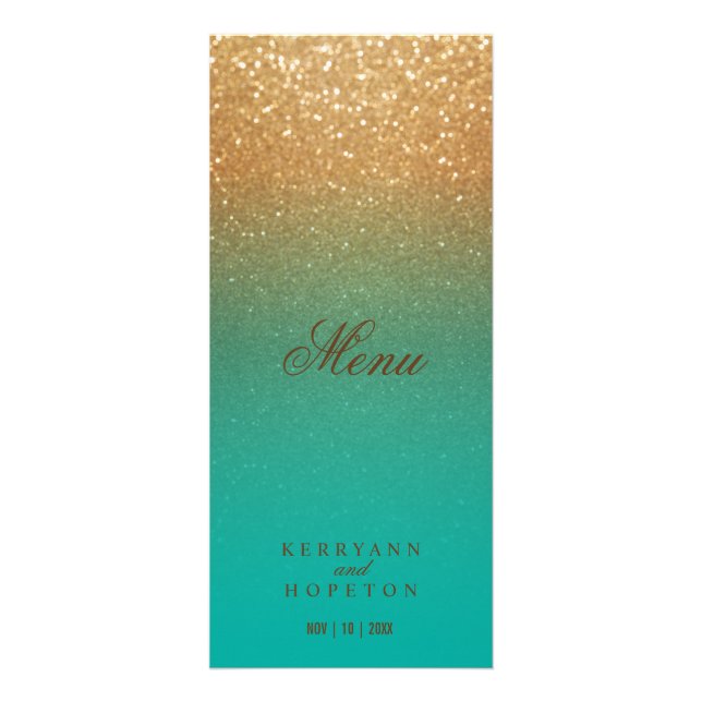 Teal and Gold Glitter - Menu (Front)