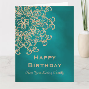 Teal AND GOLD INDIAN ISPIRED BIRTHDAY CARD