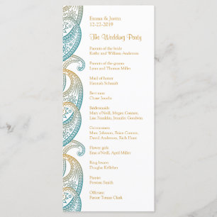 Teal and Gold Indian Paisley Rackcard Program