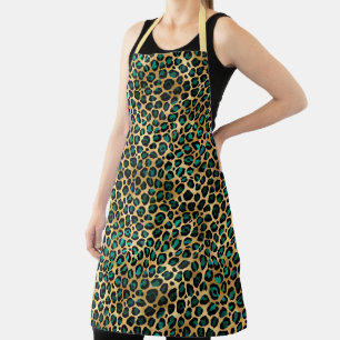 Teal and Gold Leopard Series Design 14 Apron