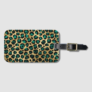 Teal and Gold Leopard Series Design 14  Luggage Tag
