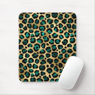 Teal and Gold Leopard Series Design 14 Mouse Pad