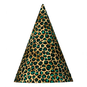 Teal and Gold Leopard Series Design 14 Party Hat
