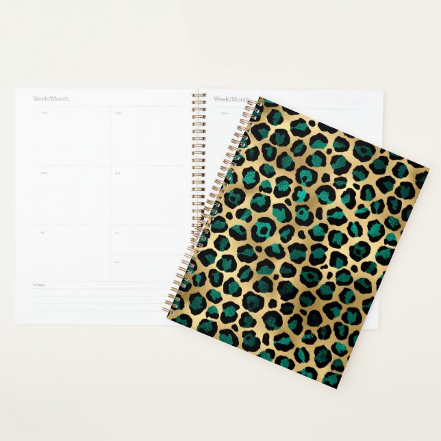 Teal and Gold Leopard Series Design 14  Planner (Display)