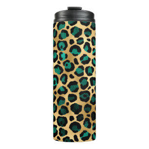 Teal and Gold Leopard Series Design 14 Thermal Tumbler