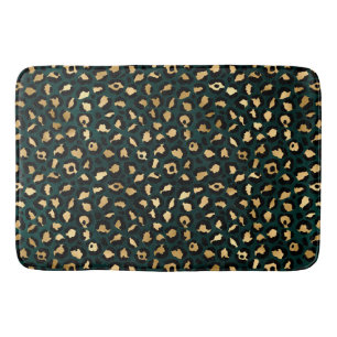 Teal and Gold Leopard Series Design 1 Bath Mat