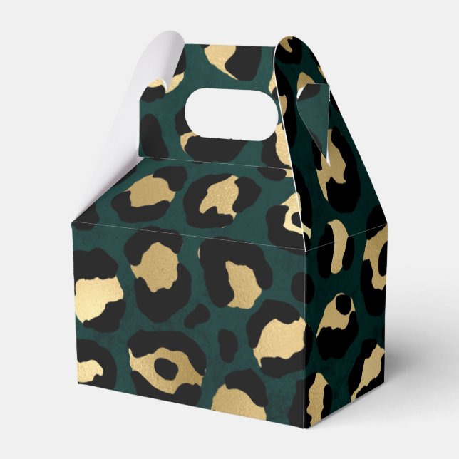 Teal and Gold Leopard Series Design 1  Favour Box (Front Side)