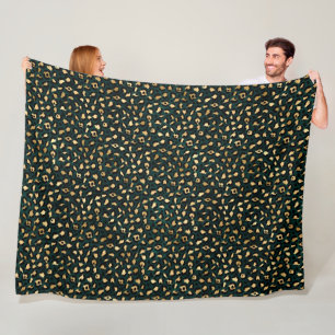 Teal and Gold Leopard Series Design 1 Fleece Blanket