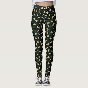 Teal and Gold Leopard Series Design 1 Leggings